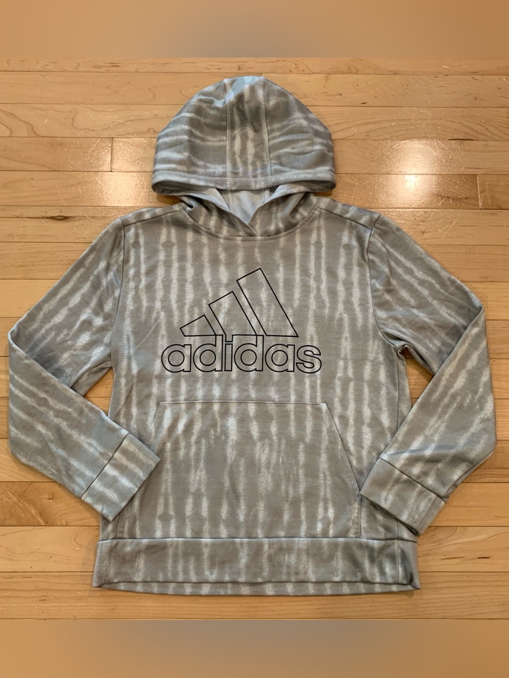 Adidas Youth Boys Hoodie Size Medium 10/12 – Gray Tie Dye Pullover Sweatshirt